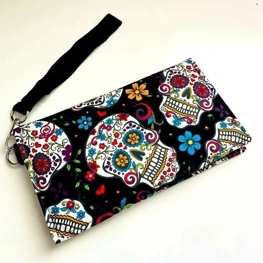 NWOT Sugar Skull Handmade Wristlet W Pockets
